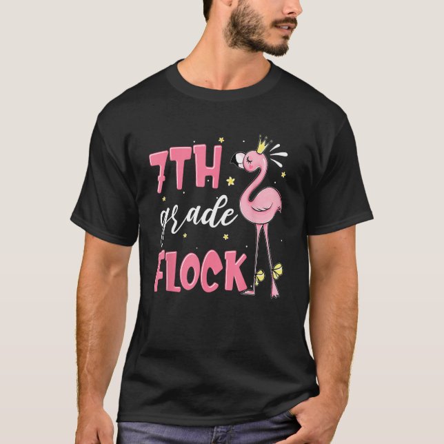 T-shirt 7th Grade Flock Flamingo Back To School Girls (Devant)