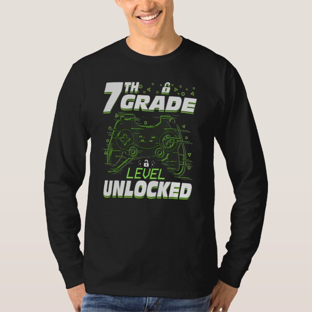 T-shirt 7th Grade Level Unlocked Back To School Video Game (Devant)