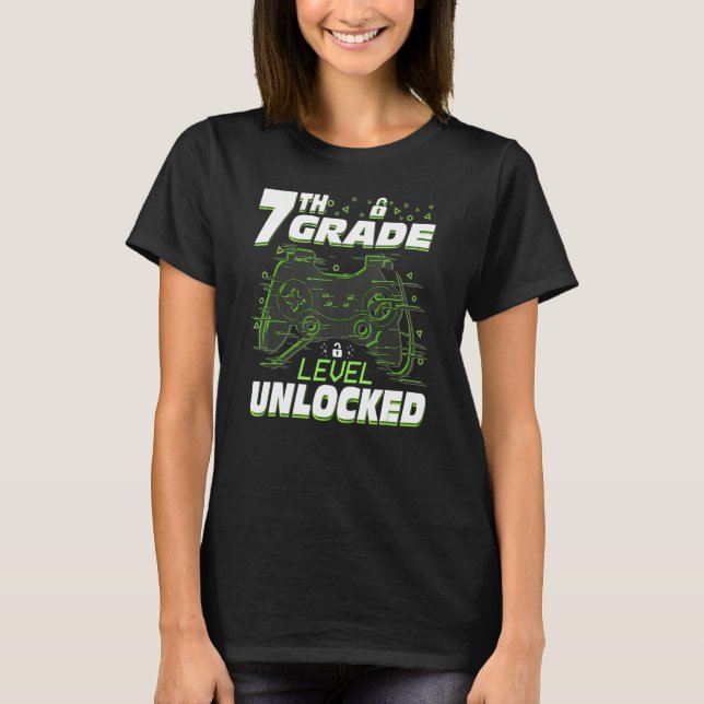 T-shirt 7th Grade Level Unlocked Back To School Video Game (Devant)