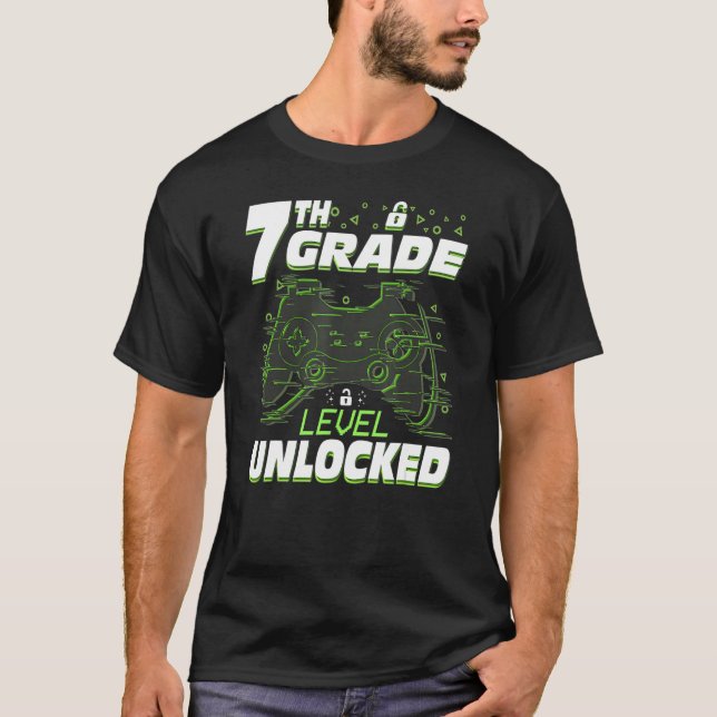 T-shirt 7th Grade Level Unlocked Back To School Video Game (Devant)