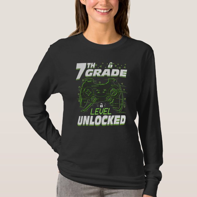 T-shirt 7th Grade Level Unlocked Back To School Video Game (Devant)