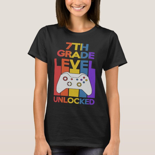 T-shirt 7th Grade Level Unlocked Video Gamer Back to Schoo (Devant)