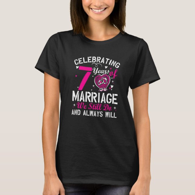 T-shirt 7th Wedding Anniversary Matching Couple Men Women  (Devant)