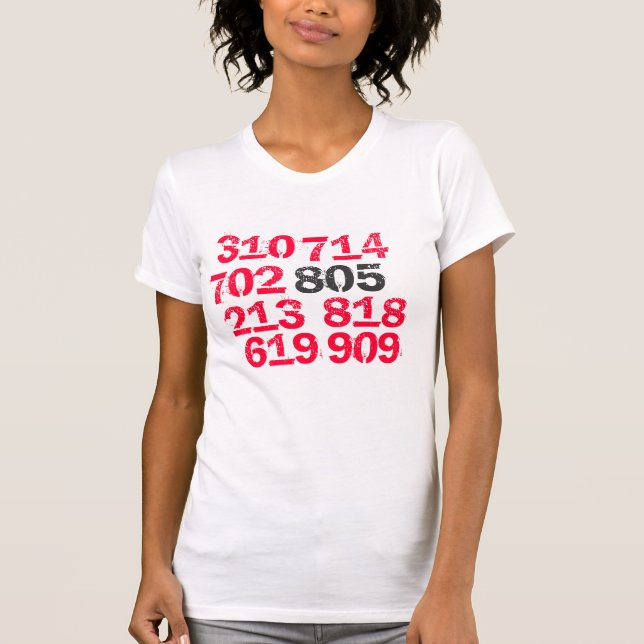T-SHIRT 805, 619, 714, 702, 818, 213, 909, 310 (Devant)