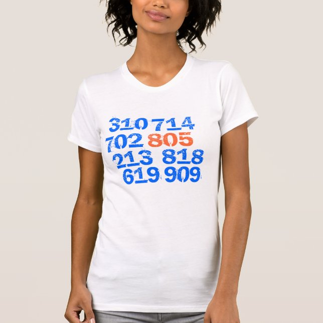 T-SHIRT 805, 619, 714, 702, 818, 213, 909, 310 (Devant)