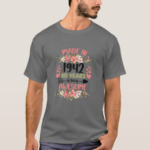 T-shirt 80 Ans 80E Anniversaire Né En 1942 Femme Fille