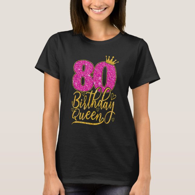 T-shirt 80 ans 80e anniversaire Reine Diamond Couronne ros (Devant)