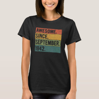 T-shirt 80 Ans Awesome Depuis Septembre 1942 80th Bi