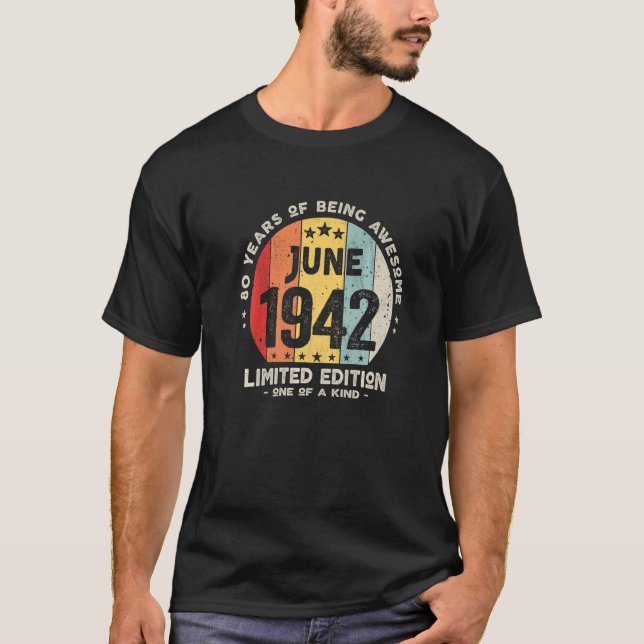 T-shirt 80 ans Vieux juin 1942 80e anniversaire 2 (Devant)