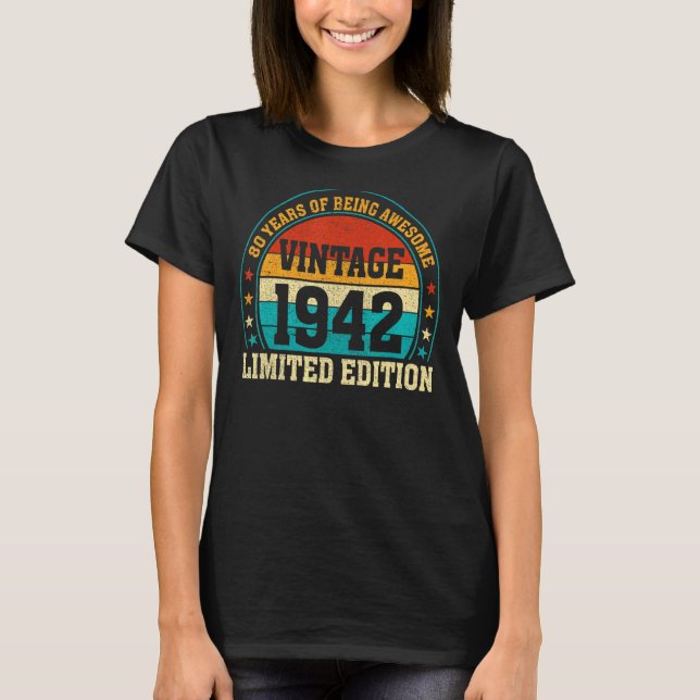 T-shirt 80 ans Vintage 1942 80e anniversaire (Devant)