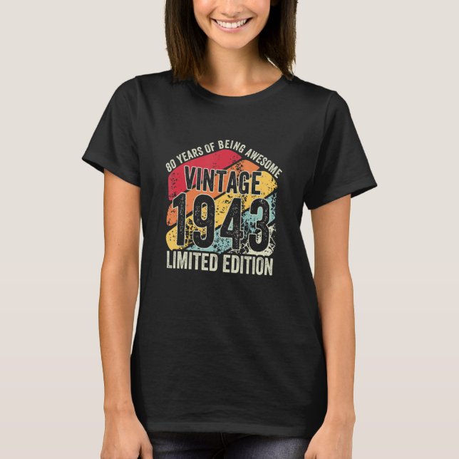 T-shirt 80 ans Vintage 1943 80e anniversaire (Devant)