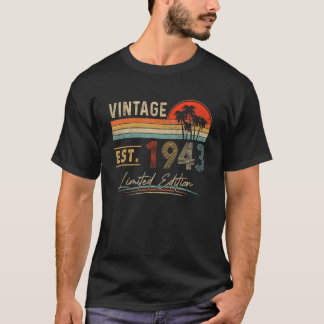 T-shirt 80 ans Vintage 1943 80e anniversaire Rétro