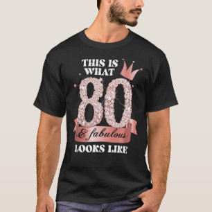 T-shirt 80 & Fabulous I Black Peach Party Group Candid Pho