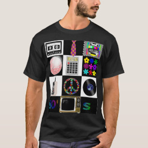 T-shirt 80 s Collage DiscoballMixtape CalculatorFlower