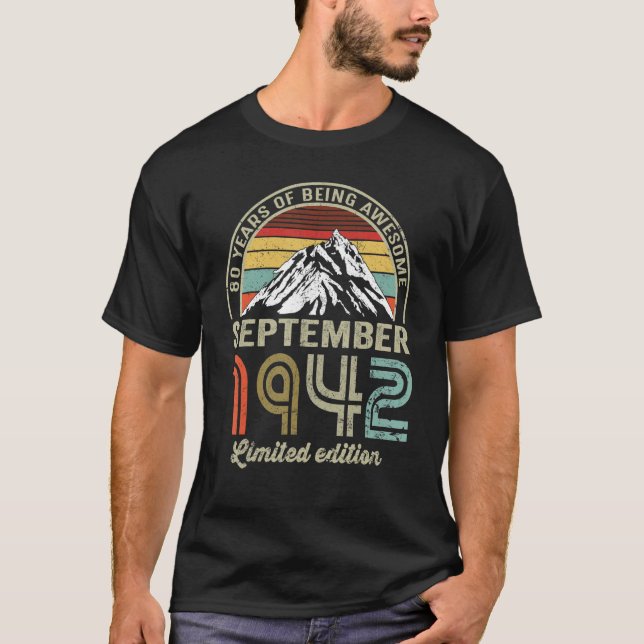 T-shirt 80 Year Old  September 1942  80th Bday (Devant)