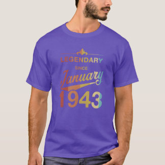 T-shirt 80e anniversaire 80 ans Né en janvier 1943 Cadeau 