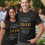 T-shirt 80e anniversaire Ajouter nom et année Black Gold P<br><div class="desc">Custom 80th Birthday Guest of Honor Black and Gold T-Shirt - Born Any Year Edition. Célébrez votre anniversaire d'étape avec style grâce à notre t-shirt Custom 80th Birthday Guest of Honor. Notre tee-shirt noir et or est la pièce parfaite pour cette occasion spéciale. Avec un design qui orne fièrement l'année...</div>