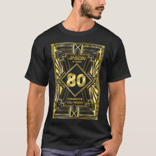 T-shirt 80e anniversaire Art Déco Gold Black Great Gatsby