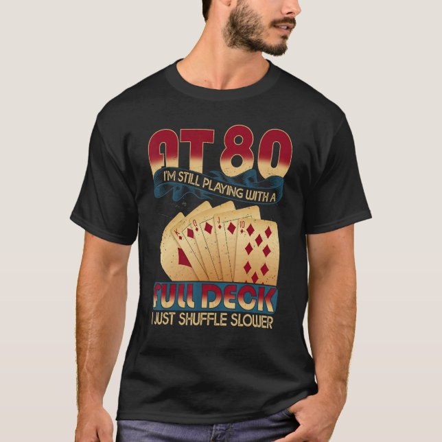 T-shirt 80e anniversaire cadeau Poker 80 ans carte de jeu (Devant)