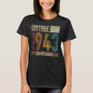 T-shirt 80e anniversaire Cadeaux Cassette Vintage 1943 Lim