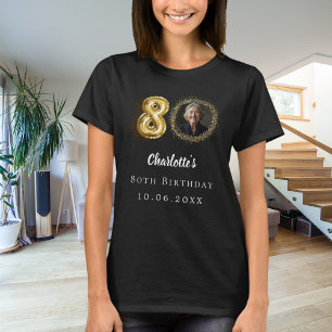 T-shirt 80e anniversaire en or noir photo