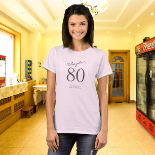 T-shirt 80e anniversaire fête Gris Script rose