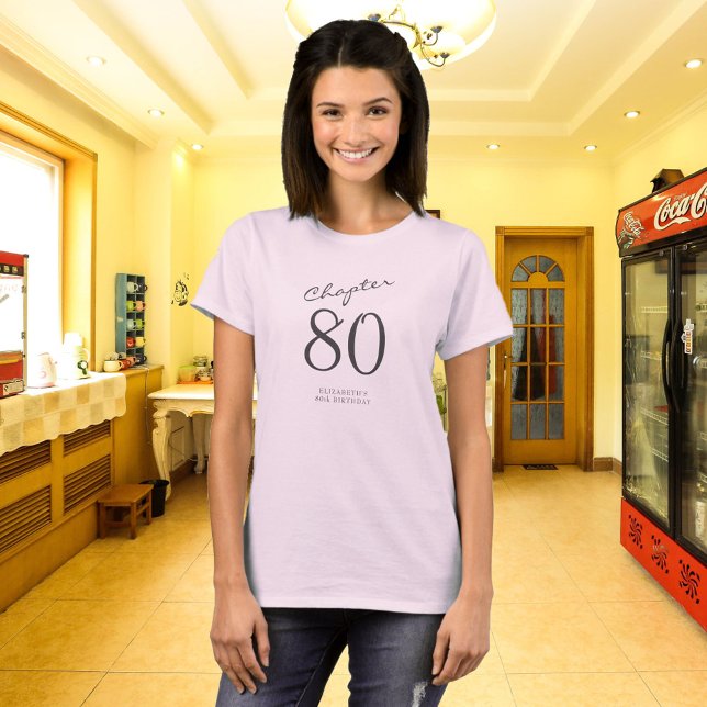 T-shirt 80e anniversaire fête Gris Script rose (Créateur téléchargé)