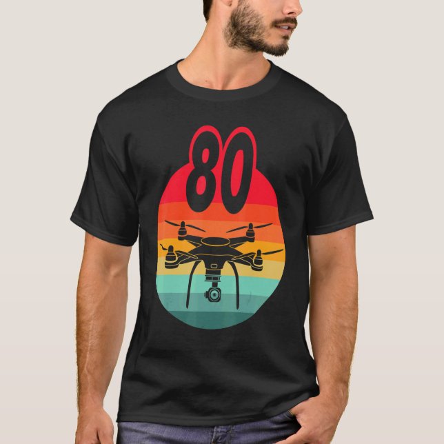 T-shirt 80e Anniversaire I Rétro Télécommande Drones Avec  (Devant)