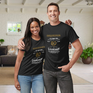 T-shirt 80e anniversaire Légendaire Black Gold Retro