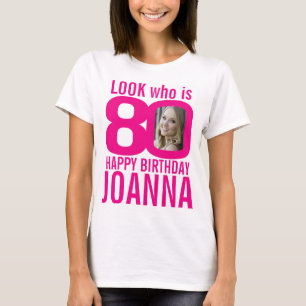 T-shirt 80e anniversaire look rose 80 photos et noms perso