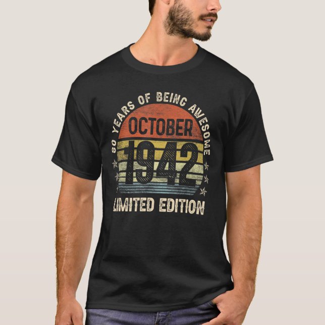 T-shirt 80e anniversaire octobre 1942 80 ans 1 (Devant)