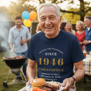 T-shirt 80e anniversaire personnalisé 1946 Nom Black Gold