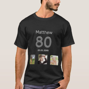T-shirt 80e anniversaire photo personnalisée monogramme me