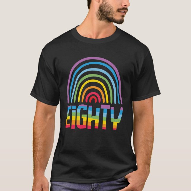 T-shirt 80e anniversaire Rainbow Fan 80 ans Femmes 80 Bd (Devant)