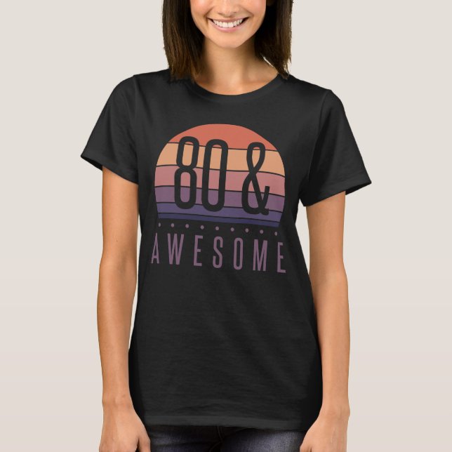 T-shirt 80e anniversaire Retro Sunset (Devant)