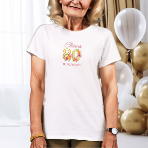 T-shirt 80e anniversaire Soeurs à 80 ans Floral Gold Numér