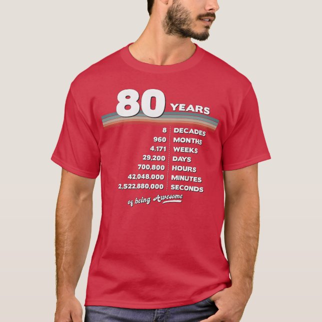 T-shirt 80e anniversaire Vintage 80 ans Rétro (Devant)