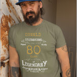 T-shirt 80e anniversaire White Gold Imprimer légende<br><div class="desc">Un T-shirt d'anniversaire vintage avec un message sincère. Ajoutez le nom et changez l'année à l'aide du modèle. Choisissez parmi une large gamme de styles et de couleurs de t-shirts.</div>