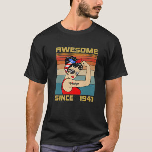 T-shirt 80E Cadeau Anniversaire 80 Ans Pour Femmes Retro V