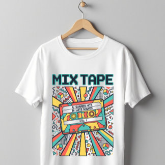 T-shirt 80s 90s Retro Mix Tape Cassette Nostalgia Design
