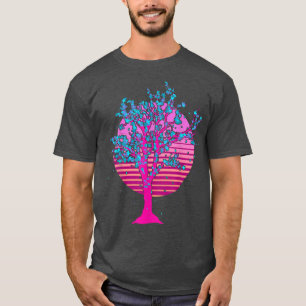 T-shirt 80s Art rétro Japon Sakura Tree Vaporwave Cherry B