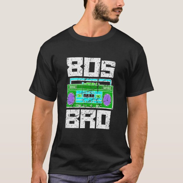 T-shirt 80s Bro 1980's Party 80 Frère Cassette Pla (Devant)