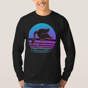 T-shirt 80s Rétro Vaporwave Exotic Bird Flamant rose Synth