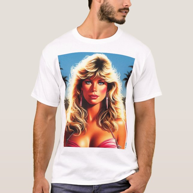 T-shirt 80s Rétrowave Blonde Girl (Devant)