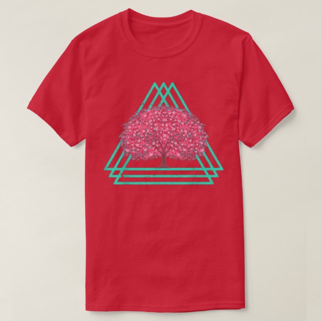 T-shirt 80s Synthwave Sakura Japon Fleur Vaporwave Cherry (Design devant)