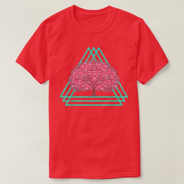 T-shirt 80s Synthwave Sakura Japon Fleur Vaporwave Cherry (Design devant)