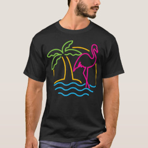 T-shirt 80S Vintage Miami Retro Neon Flamant rose rose