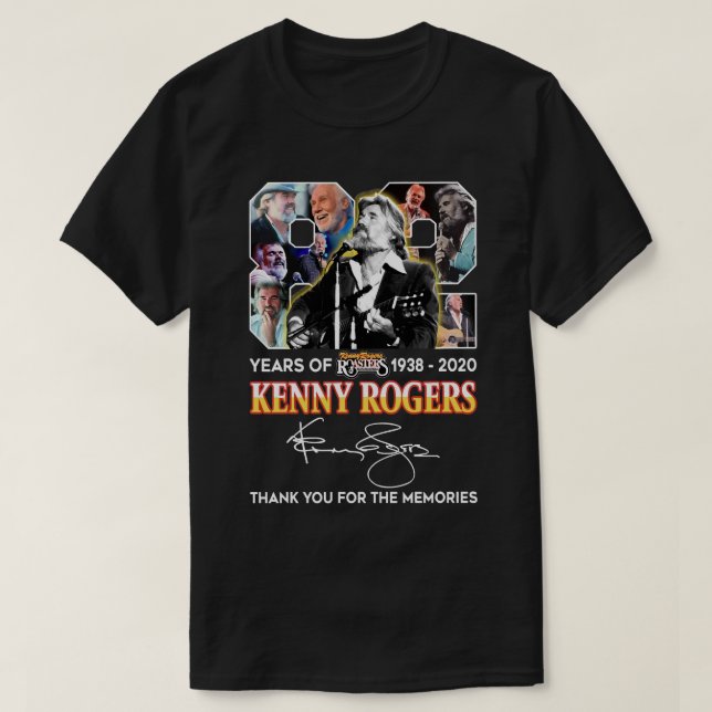 T-shirt 82 ans de Kenny Rogers merci pour les mémoires (Design devant)