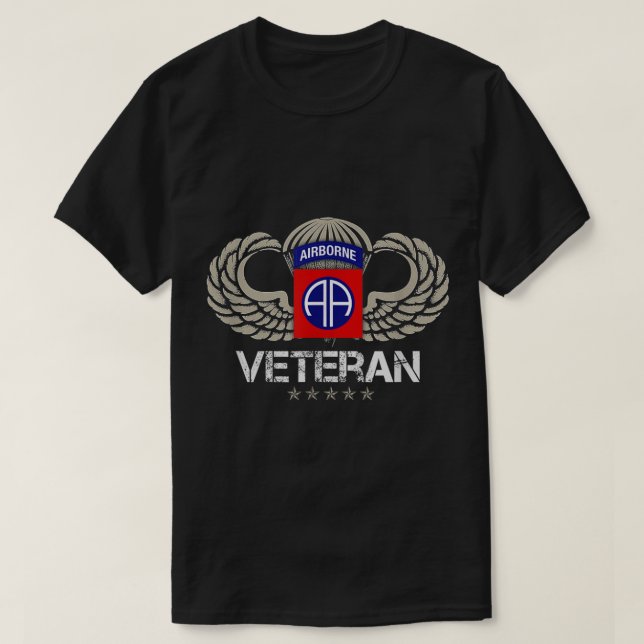 T-shirt 82e vétéran des parachutistes aéroportés (Design devant)