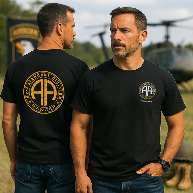 T-shirt 82nd Airborne Ranger Veteran Personalizable (82nd Airborne Division Ranger Personalized Round Casual Patch)